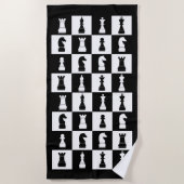 Chess Game is zwart en wit patroon Strandlaken (Voorkant)
