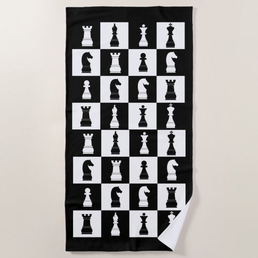 Chess Game is zwart en wit patroon Strandlaken (Voorkant)