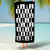 Chess Game is zwart en wit patroon Strandlaken