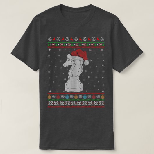 Chess Game Lover Xmas licht de kerstman op een lel T-shirt (Design voorkant)