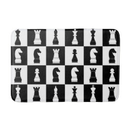 Chess Game Pattern Black en White Badmat
