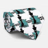 Chess Game Player Piecten Mode Blauwgroen grijs Bl Stropdas (Opgerold)