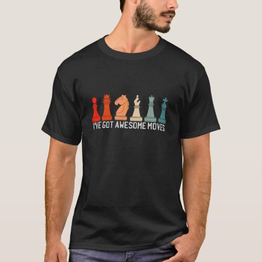 Chess Geweldige Moves Retro Chess T-shirt (Voorkant)