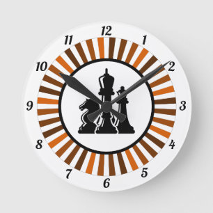 Chess Gift King Queen Knight Board Game Dark Brown Ronde Klok