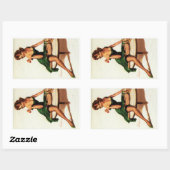 Chess Girl Pup Rechthoekige Sticker (Vel)