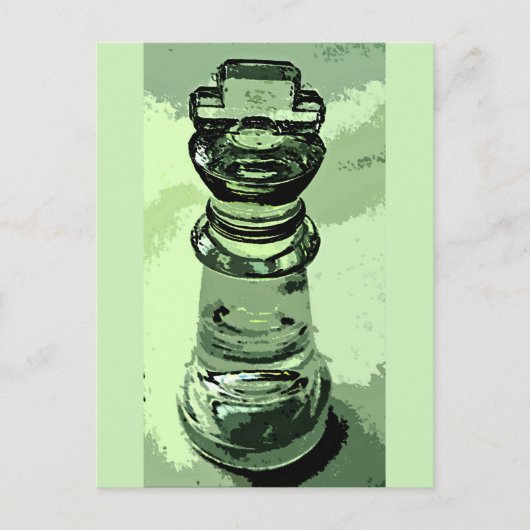 Chess, Glass King, Green Background, afgebeeld Briefkaart (Voorkant)