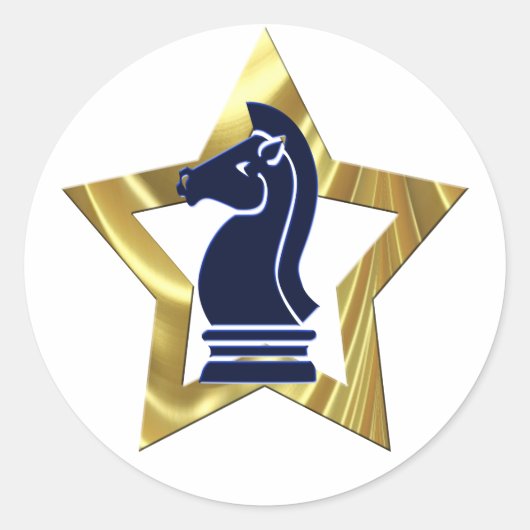 Chess Gold Star Rook Ronde Sticker (Voorkant)