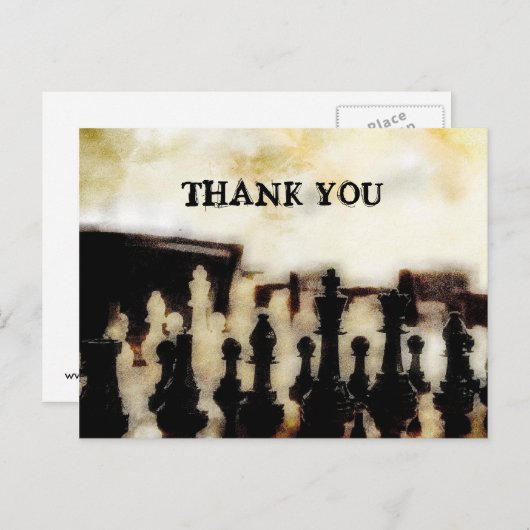 Chess Grunge Bedankt Briefkaart (Voorkant / Achterkant)