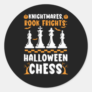 Chess Halloween Trick or treat Schaakspeler Schake Ronde Sticker