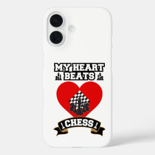 Chess Heart Pieces Strategiespel Liefde Passie iPhone 16 Hoesje