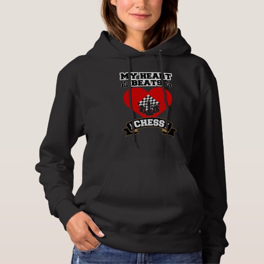 Chess Heart Pieces Strategiespel Liefde Passie Hoodie (Voorkant)