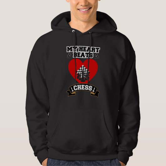 Chess Heart Pieces Strategiespel Liefde Passie Hoodie (Voorkant)