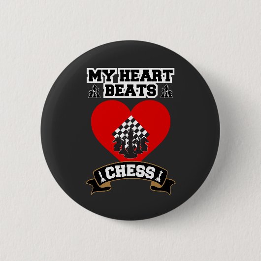 Chess Heart Pieces Strategiespel Liefde Passie Ronde Button 5,7 Cm (Voorkant)