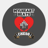 Chess Heart Pieces Strategiespel Liefde Passie Ronde Sticker (Voorkant)