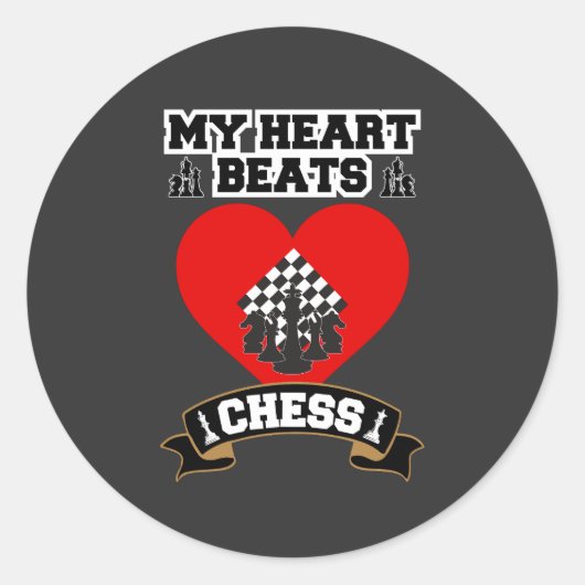 Chess Heart Pieces Strategiespel Liefde Passie Ronde Sticker (Voorkant)