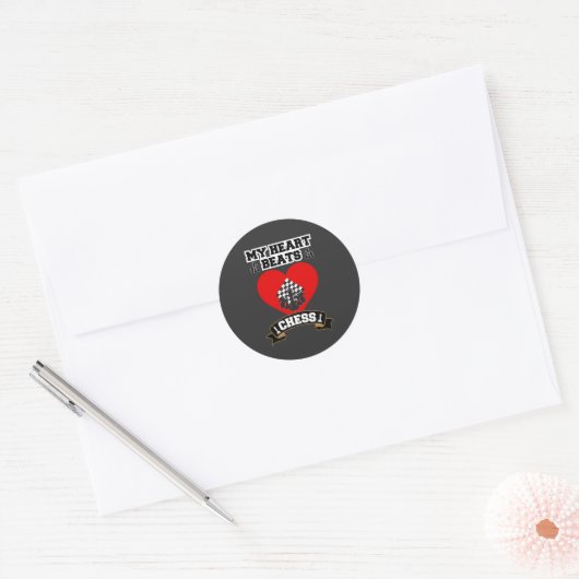 Chess Heart Pieces Strategiespel Liefde Passie Ronde Sticker (Envelop)