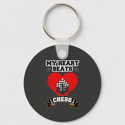 Chess Heart Pieces Strategiespel Liefde Passie Sleutelhanger (Voorkant)