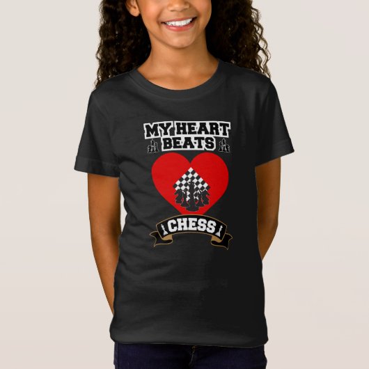 Chess Heart Pieces Strategiespel Liefde Passie T-shirt (Voorkant)