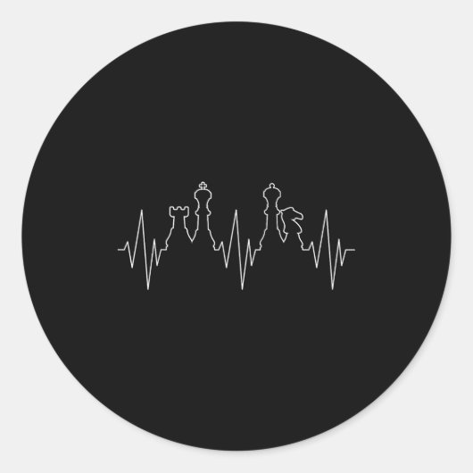 Chess Heartbeat Chess Master Chess Club  Ronde Sticker (Voorkant)