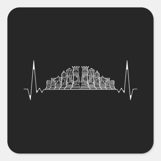 Chess Heartbeat Vierkante Sticker (Voorkant)