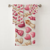 Chess & Hearts Valentines Pattern Bad Handdoek (Insitu)