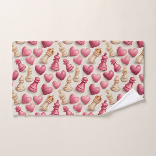Chess & Hearts Valentines Pattern Bad Handdoek (Handdoek)