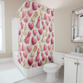 Chess & Hearts Valentines Pattern Douchegordijn (In situ)