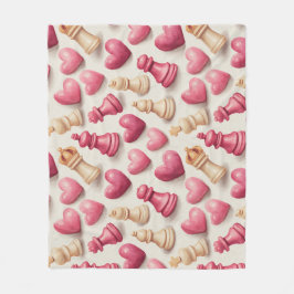 Chess & Hearts Valentines Pattern Fleece Deken