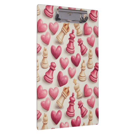 Chess & Hearts Valentines Pattern Klembord (Rechts)