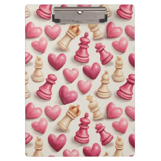 Chess & Hearts Valentines Pattern Klembord (Voorkant)