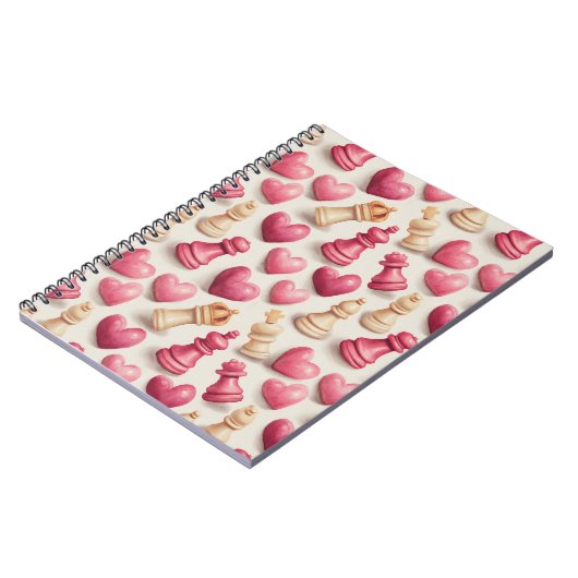 Chess & Hearts Valentines Pattern Notitieboek (Linkerzijde)
