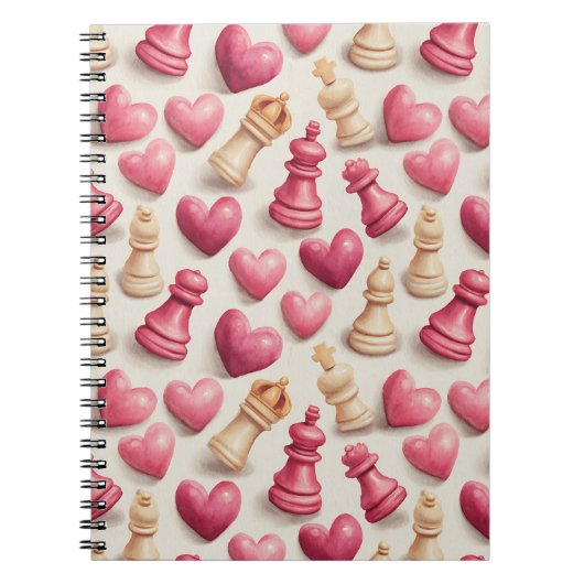 Chess & Hearts Valentines Pattern Notitieboek (Voorkant)