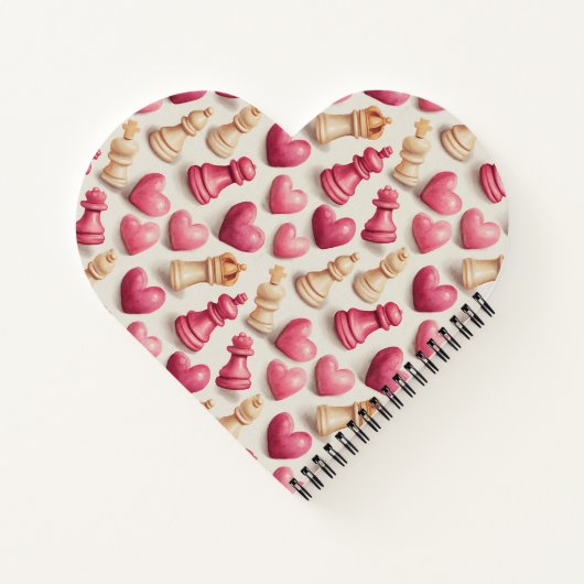 Chess & Hearts Valentines Pattern Notitieboek (Achterkant)