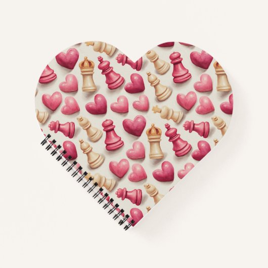 Chess & Hearts Valentines Pattern Notitieboek (Voorkant)