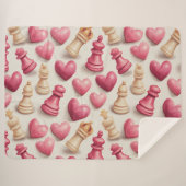 Chess & Hearts Valentines Pattern Sherpa Deken (Voorkant (horizontaal))