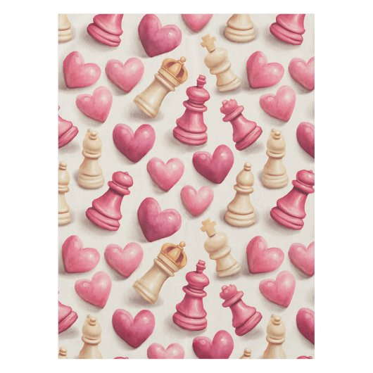 Chess & Hearts Valentines Pattern Tafelkleed (Voorkant)