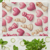 Chess & Hearts Valentines Pattern Theedoek (Gevouwen)