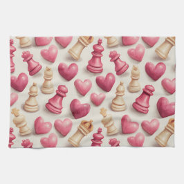 Chess & Hearts Valentines Pattern Theedoek