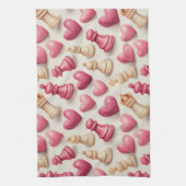 Chess & Hearts Valentines Pattern Theedoek (Verticaal)