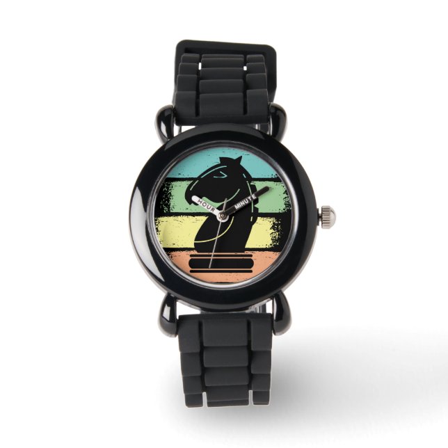 Chess Horse Retro Horloge (Voorkant)