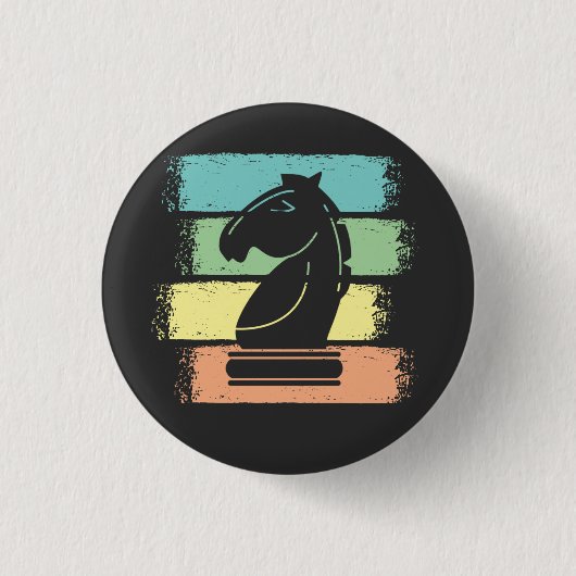 Chess Horse Retro Ronde Button 3,2 Cm (Voorkant)