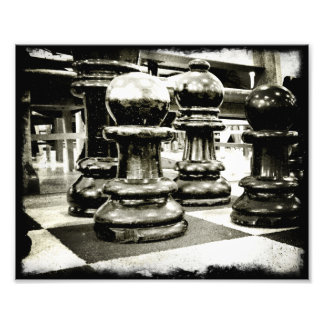 Chess in Black en White Foto Afdruk