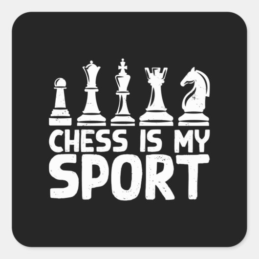 Chess is mijn sport vierkante sticker (Voorkant)