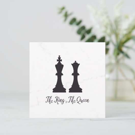 Chess King and Queen Pieces Wedding Design (Staand voorkant)