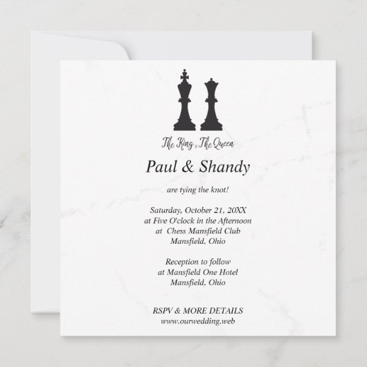 Chess King and Queen Pieces Wedding Design (Achterkant)