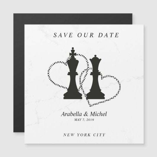 Chess King and Queen Pieces Wedding Design (Voorkant / Achterkant)