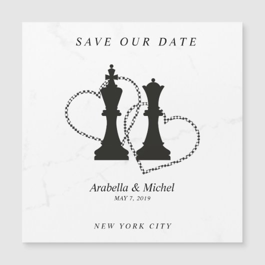 Chess King and Queen Pieces Wedding Design (Voorkant)