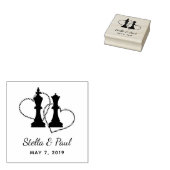 Chess King and Queen Pieces Wedding Design Rubberstempel (Gestempeld)