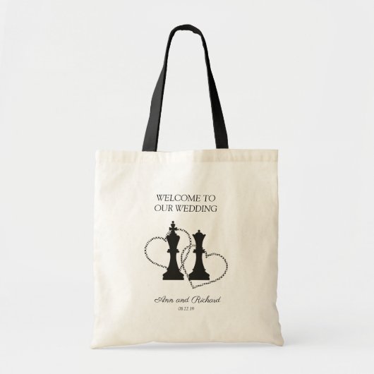 Chess King and Queen Pieces Wedding Design Tote Bag (Voorkant)