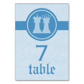 Chess King and Queen Wedding Table Card, Blue Kaart (Voorkant)